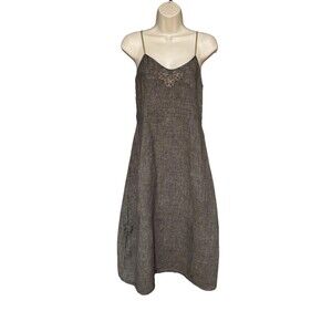 Anna Thomas Size 8 100% Linen Brown Sleeveless Dress Knee Length Belted